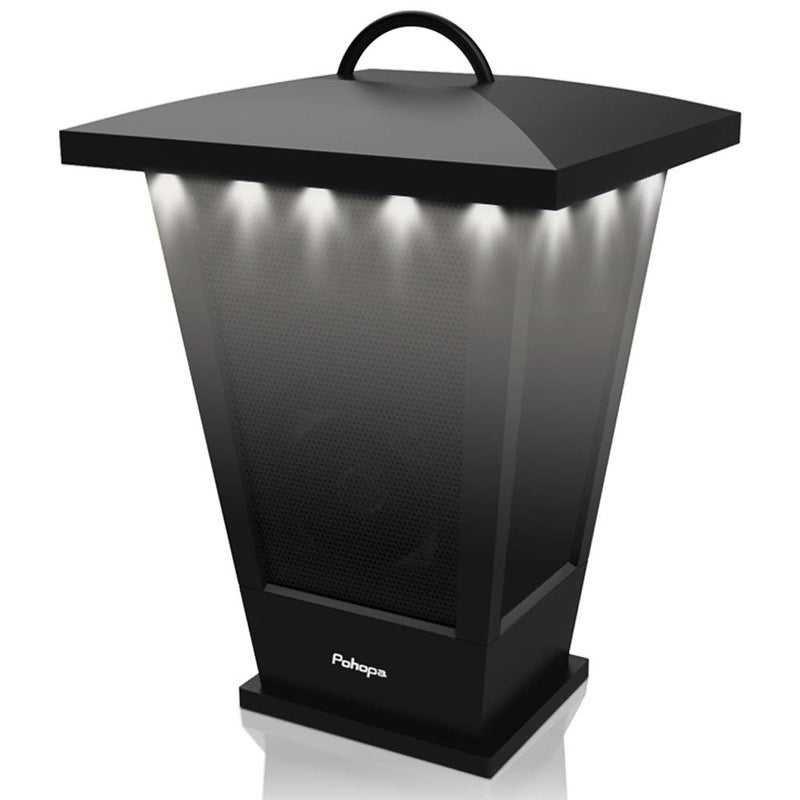 pohopa Bluetooth Speaker Waterproof, Portable Outdoor Wireless Speaker with LED Strip Lights Around, Support 2 or More Speakers 5.8Ghz Pairing Sync Shared Audio,Lantern Design Black - Image 1